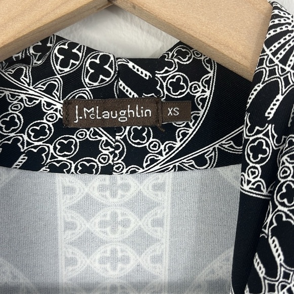 J. McLaughlin Black White Geo Print Faux Wrap Catalina Cloth Dress XS Career - Picture 3 of 11